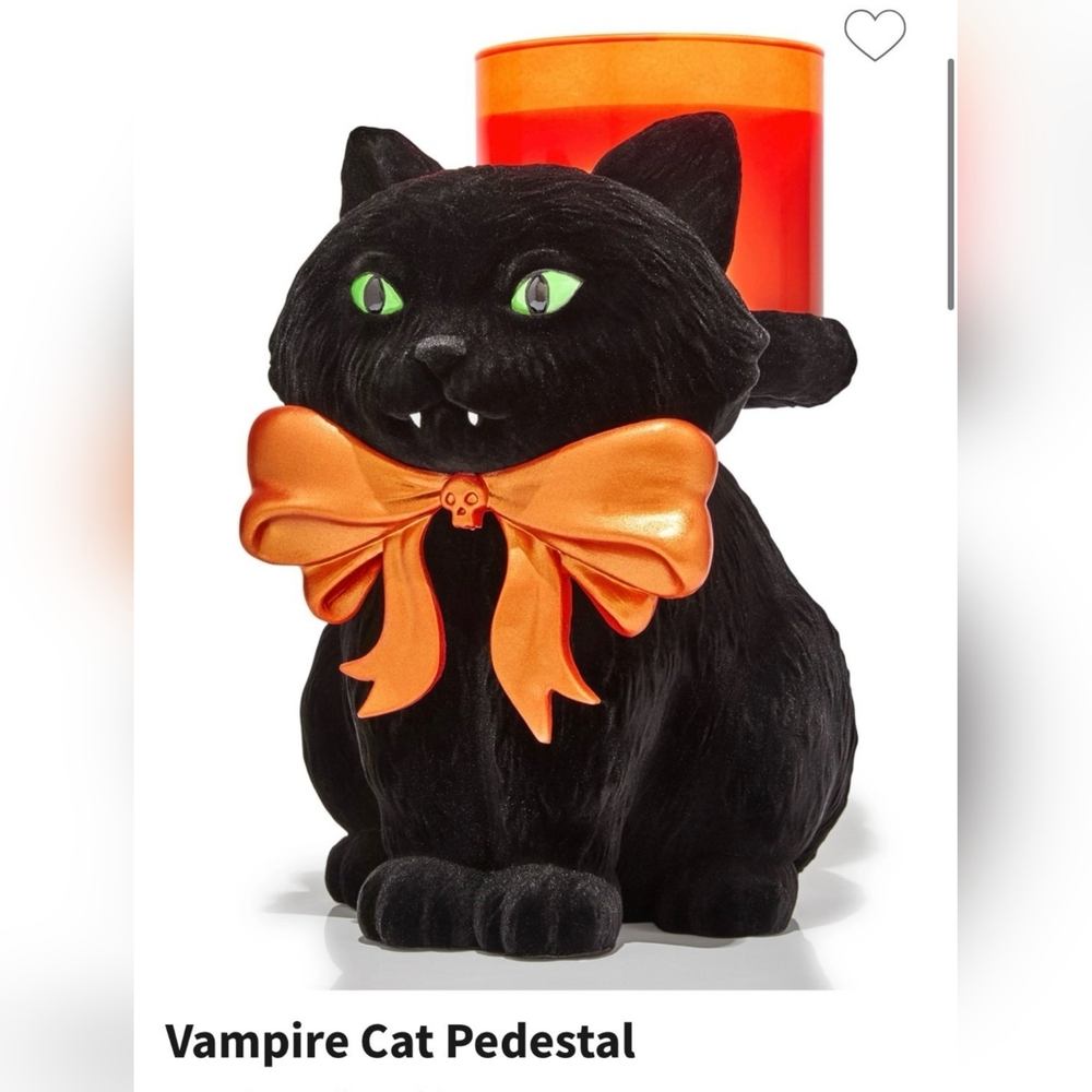 Bath & Body Works Vampire Black Cat Pedestal Candle Holder NEW
